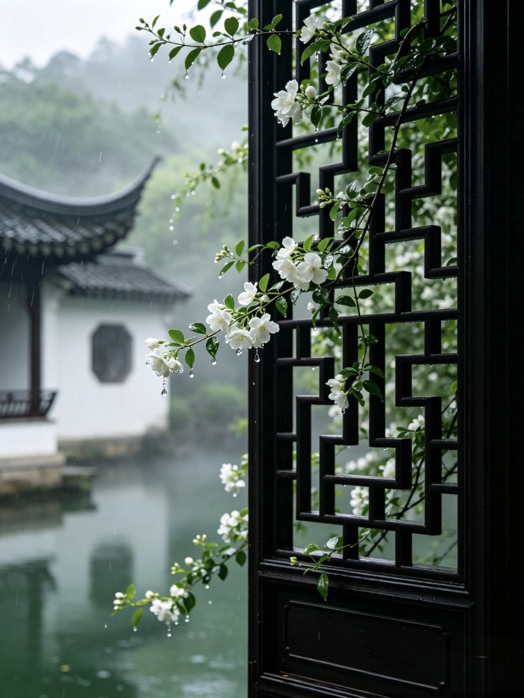 Manjuelong village �� stone steps, osmanthus trees, tea house terrace