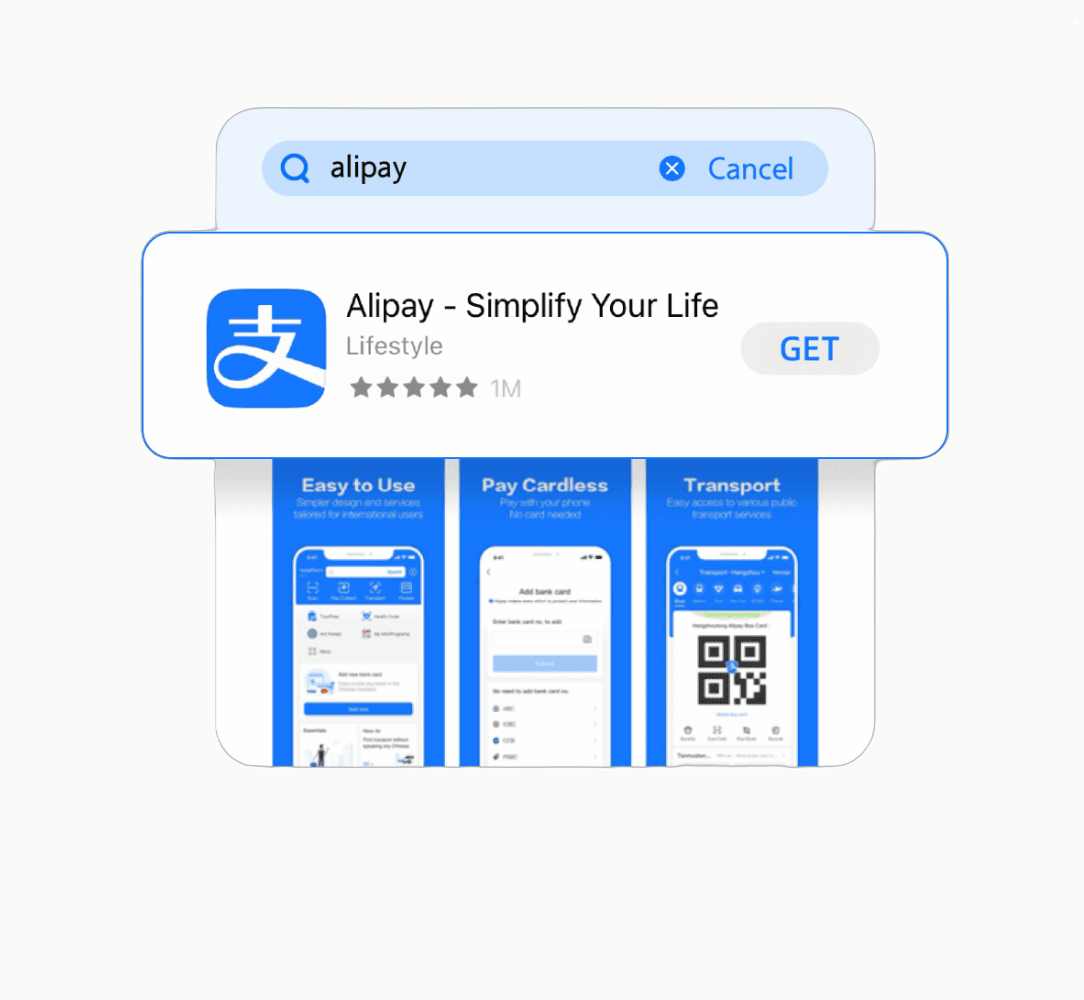 Alipay on the App Store �� look for the blue logo with the white ֧ character