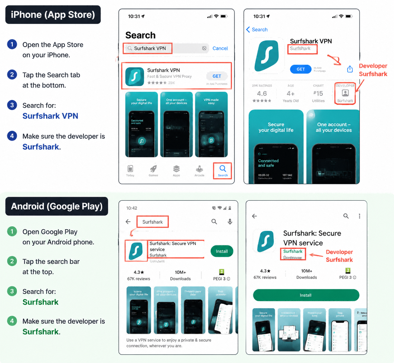 Surfshark VPN on the App Store �� make sure the developer is Surfshark